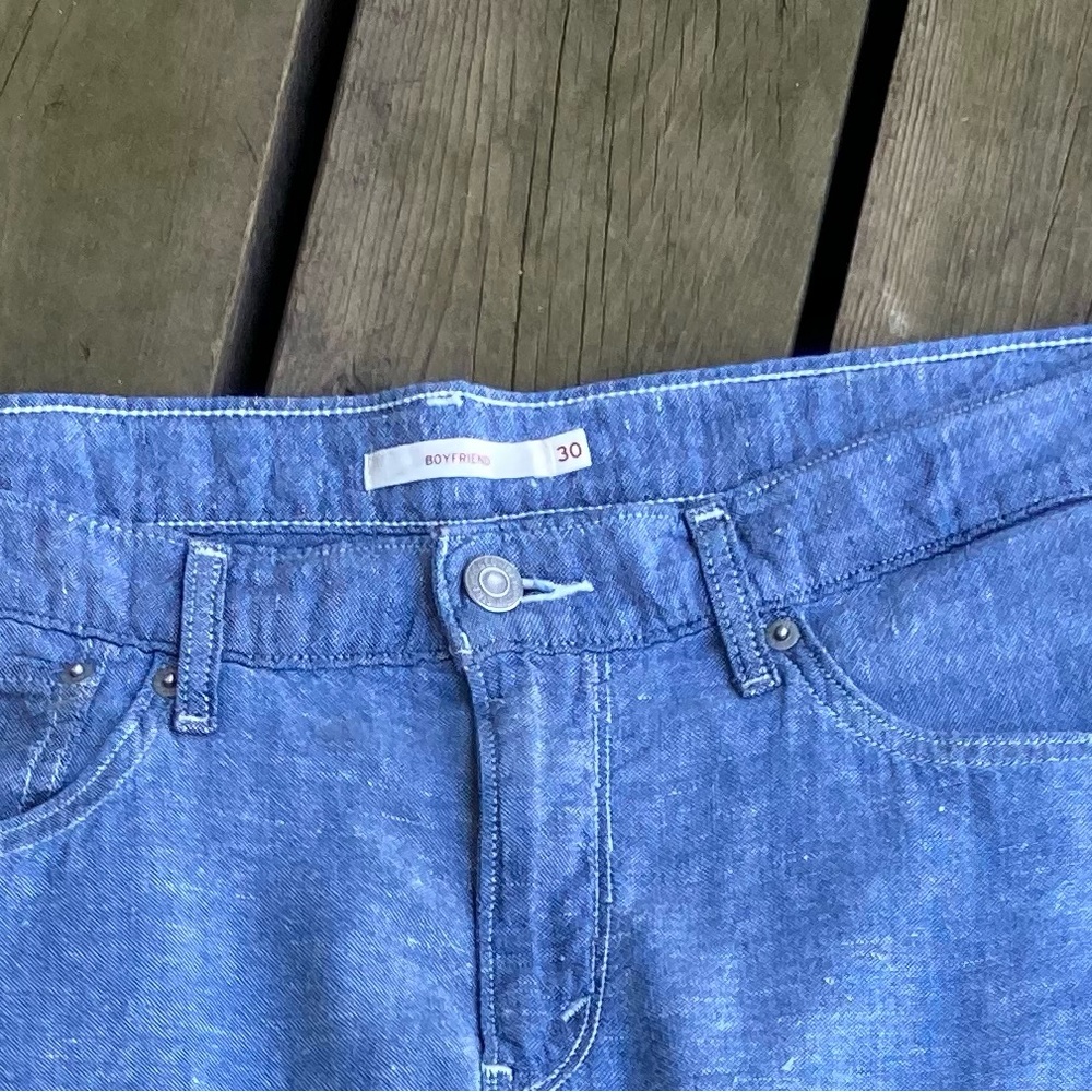 Rare Linen LEVI’S Jeans Relax Fit Boyfriend Blue Lightweight Size 30 - Picture 13 of 16